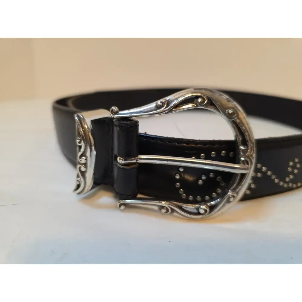 Brighton Belt Leather Studded Detail Women Size L / 34 Black B20403